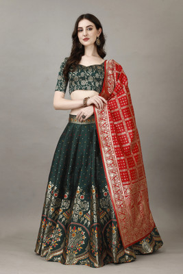 SHREE SANT SAREES Self Design Semi Stitched Lehenga Choli(Grey)