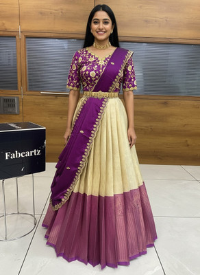 Sonu Creation Self Design Semi Stitched Lehenga Choli(Beige)