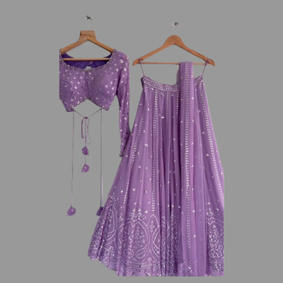 KAPANKU Self Design Semi Stitched Lehenga Choli(Purple)