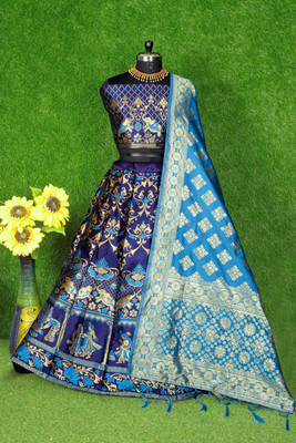 Payu Self Design Semi Stitched Lehenga Choli(Light Blue)