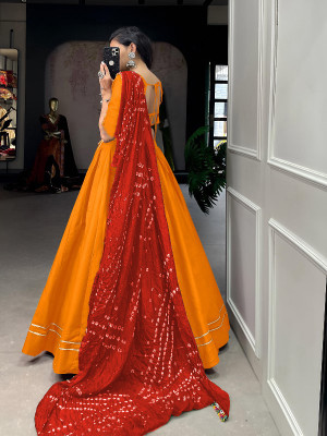 sarathybiz Self Design Semi Stitched Lehenga Choli(Yellow)