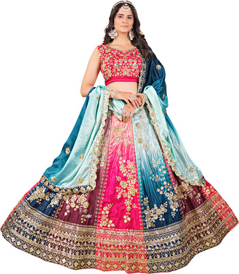 DEVAANSHFAB Embroidered Semi Stitched Lehenga Choli(Multicolor)