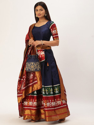 SHREE CREATION Self Design Semi Stitched Lehenga Choli(Dark Blue)