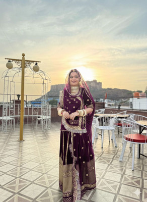 bherva tex Embroidered Semi Stitched Rajasthani Poshak(Purple)