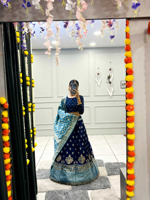 SHREE CREATION Self Design Semi Stitched Lehenga Choli(Blue)