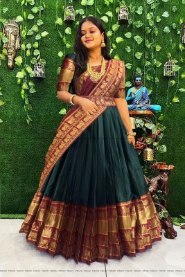 Payu Self Design Semi Stitched Lehenga Choli(Dark Green)