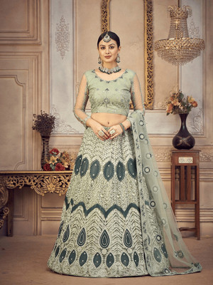 MAABHAVANI CREATION Embroidered Semi Stitched Lehenga Choli(Multicolor)