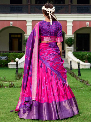 RADHVI BIZ Printed Semi Stitched Lehenga Choli(Purple)