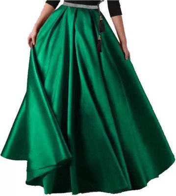 BALAAD CREATION Solid, Embellished, Self Design Semi Stitched Lehenga Skirt(Green)