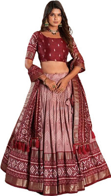 AAYUSHYAM ENTERPRISE Printed Semi Stitched Lehenga Choli(Red)