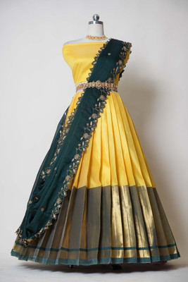 Fabcartz Self Design Semi Stitched Lehenga Choli(Yellow)