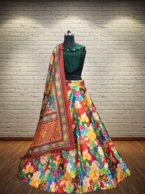 kaizen texo fab Digital Print Semi Stitched Lehenga Choli(Multicolor)