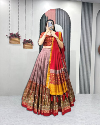 sarathybiz Self Design Semi Stitched Lehenga Choli(Brown)
