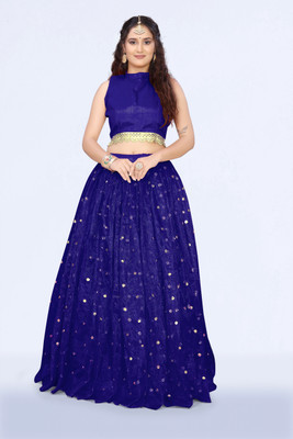 lazyandcrazy shop Self Design Semi Stitched Lehenga Choli(Dark Blue)