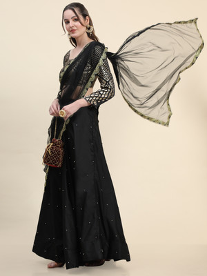 Fabcartz Embellished, Self Design Semi Stitched Lehenga Choli(Black)
