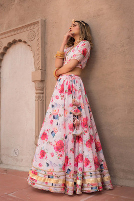 KAIZAN INTERNATIONAL Digital Print Semi Stitched Lehenga Choli(Multicolor)