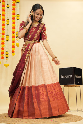 MR Y Self Design Semi Stitched Lehenga Choli(White)