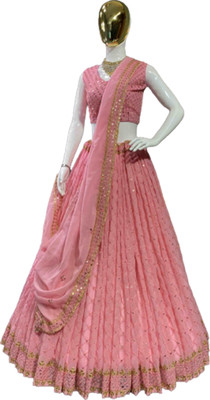 IYALAFAB Self Design Semi Stitched Lehenga Choli(Orange)