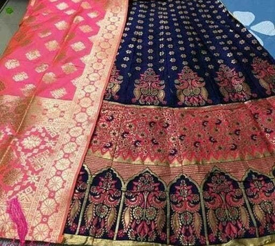 NITYA TEXOFAB Self Design Semi Stitched Lehenga Choli(Dark Blue)