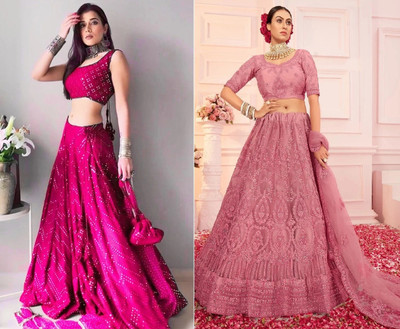 Udbhav Export Embellished Semi Stitched Lehenga Choli(Pink, Multicolor)