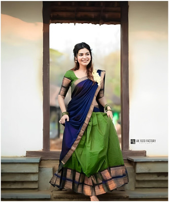 SWAMI STUDIO Self Design Semi Stitched Lehenga Choli(Green)