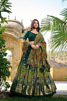 Ghumar Printed Semi Stitched Lehenga Choli(Green)