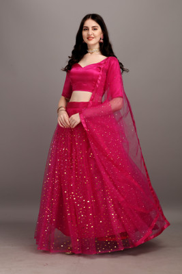 Webric Embellished, Self Design Semi Stitched Lehenga Choli(Pink)