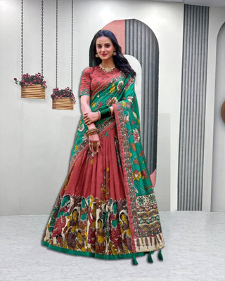 sarathybiz Printed Semi Stitched Lehenga Choli(Multicolor)
