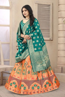 NITYA TEXOFAB Self Design Semi Stitched Lehenga Choli(Orange)