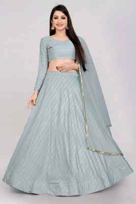 Fabcartz Embellished Semi Stitched Lehenga Choli(Grey)