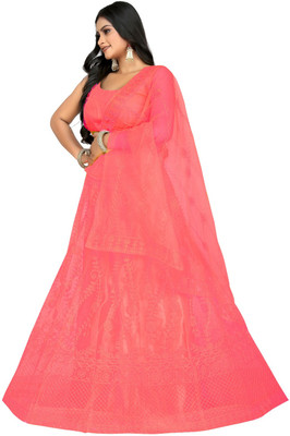 HKBDFAB Embroidered Semi Stitched Lehenga Choli(Multicolor)