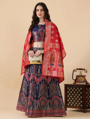 SWAMI STUDIO Self Design Semi Stitched Lehenga Choli(Blue)