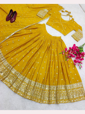 SPR CREATION Embellished Semi Stitched Lehenga Choli(Yellow)