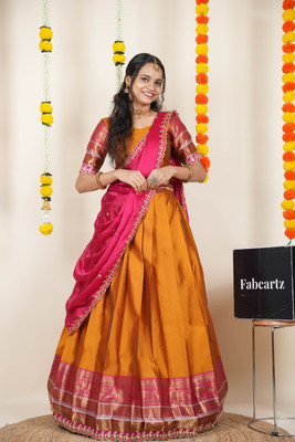 Sonu Creation Self Design Semi Stitched Lehenga Choli(Yellow)
