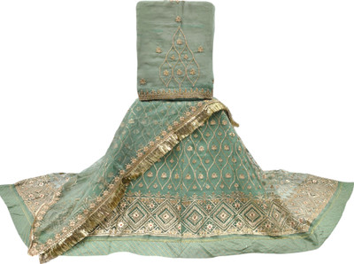Man Fashion Embroidered Semi Stitched Lehenga Choli(Light Green)