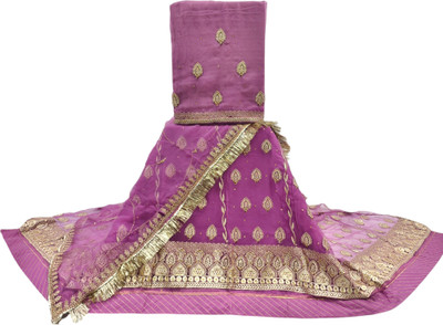 Man Fashion Embroidered Semi Stitched Lehenga Choli(Purple)