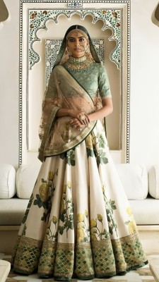 Tasrika Embroidered Semi Stitched Lehenga Choli(Green)