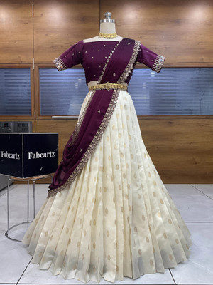 Fabcartz Printed Semi Stitched Lehenga Choli(Purple)