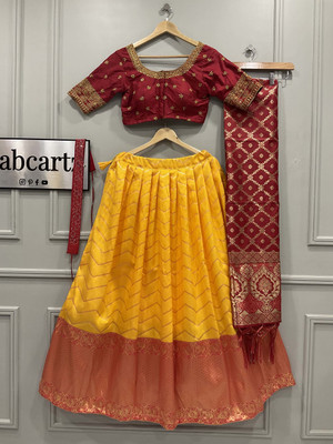 SHREE CREATION Self Design Semi Stitched Lehenga Choli(Yellow)