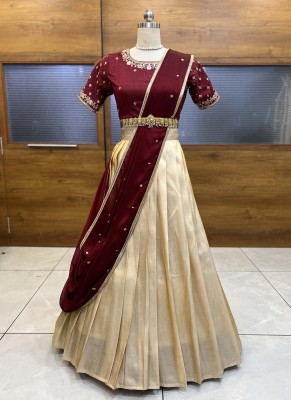 Divastri Self Design Semi Stitched Lehenga Choli(Maroon)