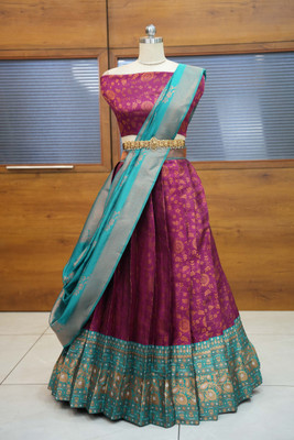 SHREE CREATION Self Design Semi Stitched Lehenga Choli(Purple)