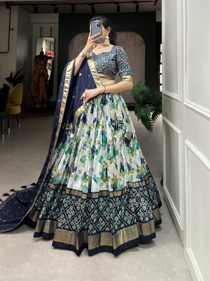 AAYUSHYAM ENTERPRISE Self Design Semi Stitched Lehenga Choli(Dark Blue)