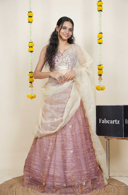 PinkBindi Self Design Semi Stitched Lehenga Choli(Pink)