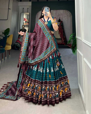 sarathybiz Self Design Semi Stitched Lehenga Choli(Light Blue)