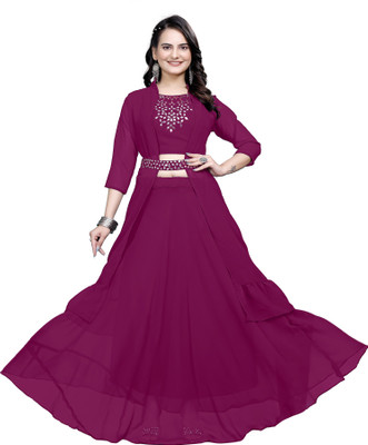 SK LIFESTYLE Embellished Stitched Lehenga with Jacket(Pink)