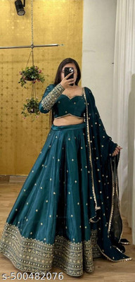 Niya Embroidered Semi Stitched Lehenga Choli(Blue)