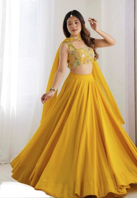 mahira collection Self Design Semi Stitched Lehenga Choli(Yellow)