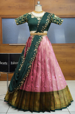 SHREE CREATION Self Design Semi Stitched Lehenga Choli(Pink)