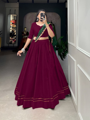 AAYUSHYAM ENTERPRISE Self Design Semi Stitched Lehenga Choli(Purple)