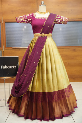 Fabcartz Self Design Semi Stitched Lehenga Choli(Beige)